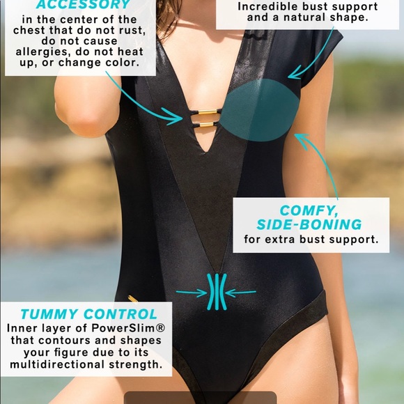 LEONISA Glamorous Plunging V Neck Line Slimming - Picture 3 of 6